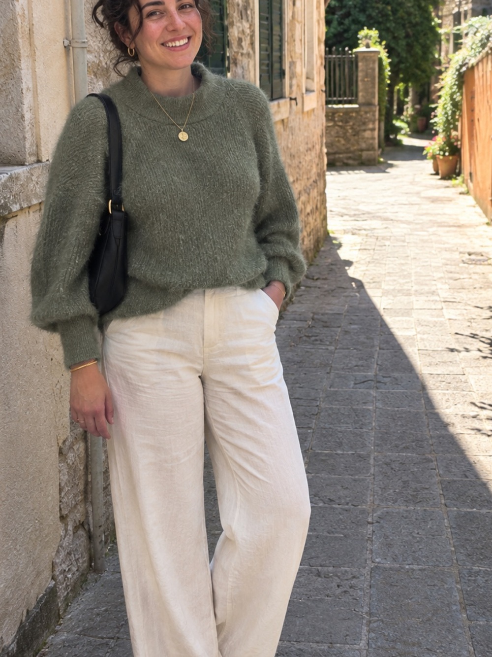 Prologue Olive Ribbed Mock Neck Sweater